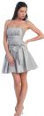 Main image of Shirred Bodice Short Party Dress with Bow Applique